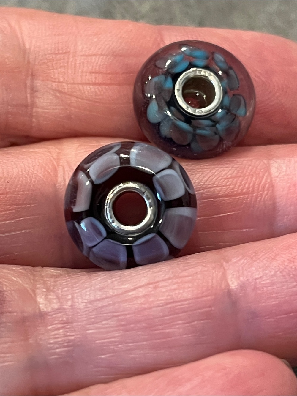 Trollbead Mosaic Glass Sterling Slide Beads (2) - Picture 7 of 7